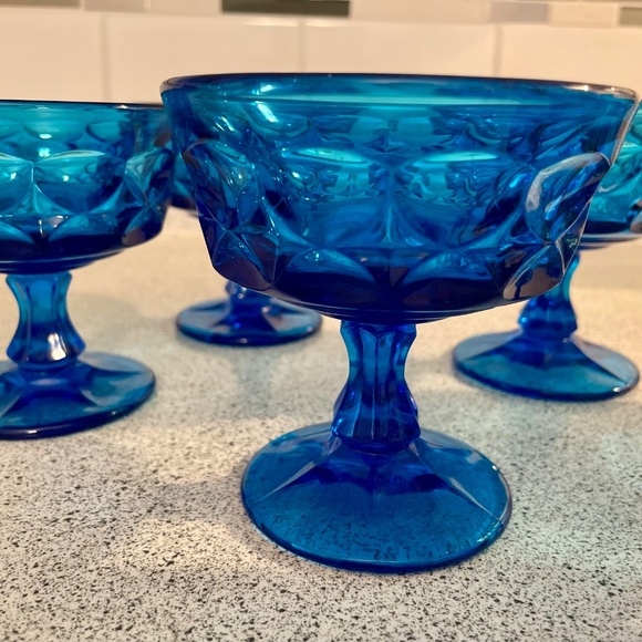 Set of 6 Vintage Cobalt Blue Dessert Glasses - Picture 2 of 4